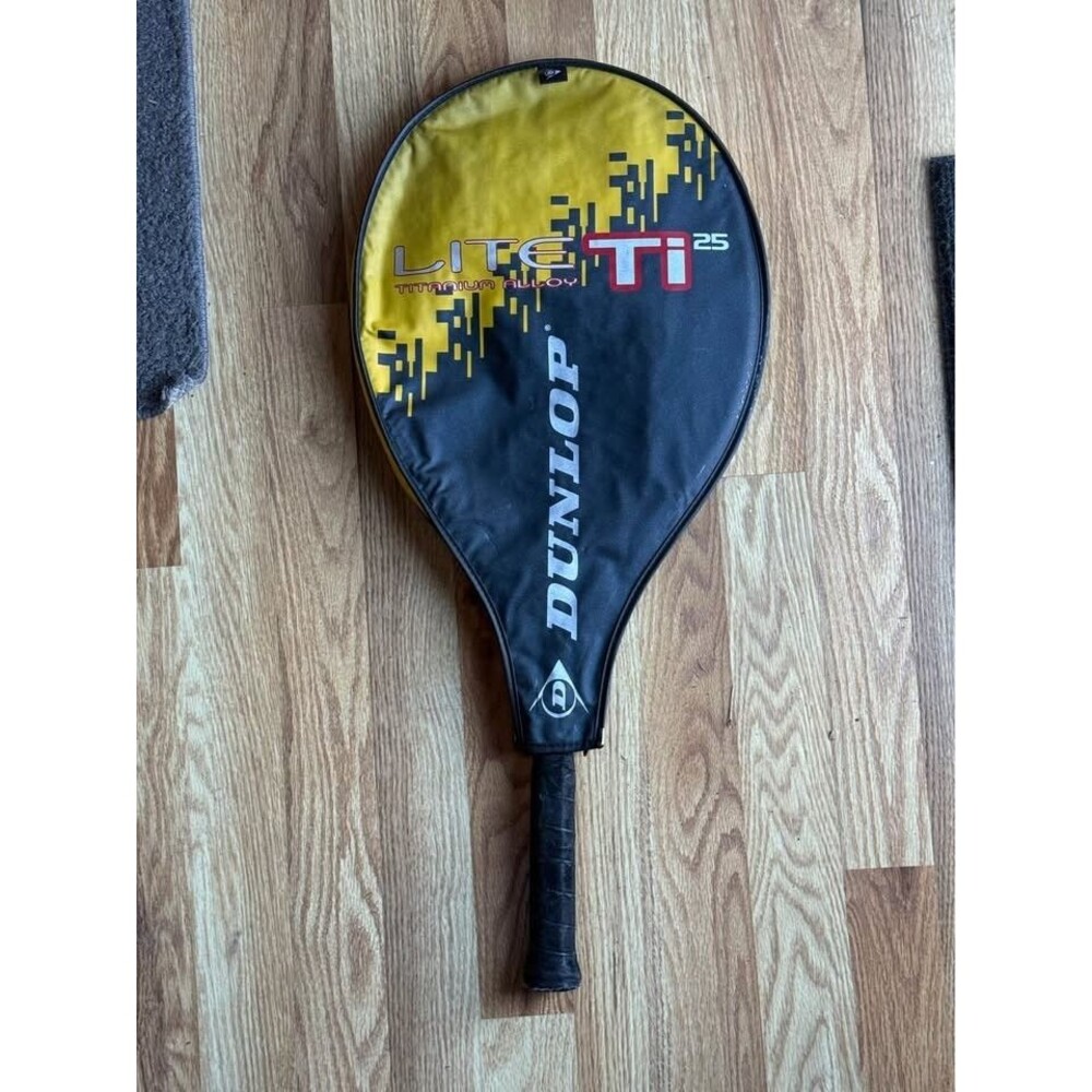 Dunlop Lite Ti Titanium Alloy Yellow Black Tennis Racket with Cover - Picture 2 of 4